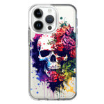 Apple iPhone 14 Pro Fantasy Skull Red Purple Roses Hybrid Protective Phone Case Cover