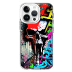 Apple iPhone 14 Pro Skull Face Graffiti Painting Art Hybrid Protective Phone Case Cover