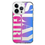 Apple iPhone 14 Pro Pink Blue Clear Funny Text Quote Slay Girl Hybrid Protective Phone Case Cover