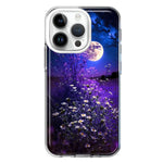 Apple iPhone 14 Pro Spring Moon Night Lavender Flowers Floral Hybrid Protective Phone Case Cover