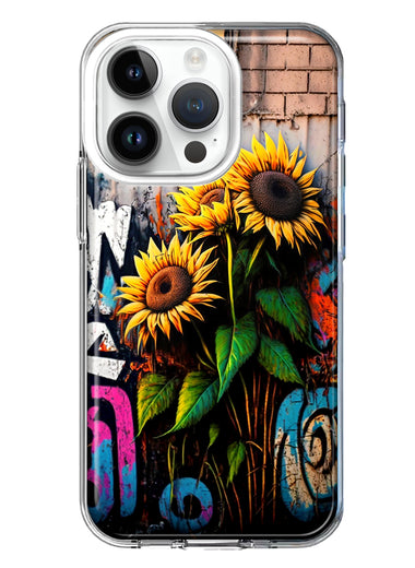 Apple iPhone 14 Pro Sunflowers Graffiti Painting Art Hybrid Protective Phone Case Cover