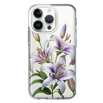 Apple iPhone 14 Pro White Lavender Lily Purple Flowers Floral Hybrid Protective Phone Case Cover