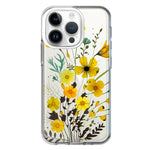 Apple iPhone 14 Pro Yellow Summer Flowers Floral Hybrid Protective Phone Case Cover