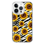 Apple iPhone 14 Pro White Zebra Sunflowers Polkadots Double Layer Phone Case Cover