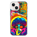 Apple iPhone 14 Plus Neon Rainbow Psychedelic Trippy Hippie Big Brain Hybrid Protective Phone Case Cover