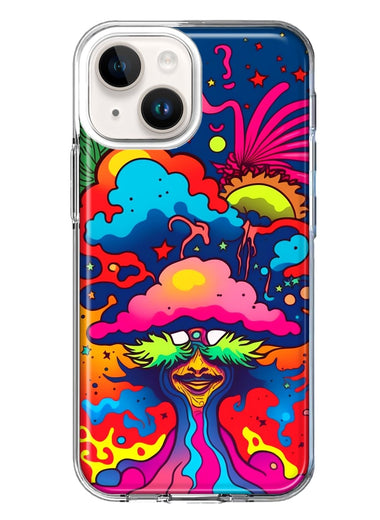Apple iPhone 15 Plus Neon Rainbow Psychedelic Trippy Hippie Bomb Star Dream Hybrid Protective Phone Case Cover