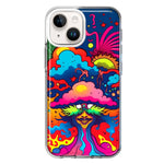 Apple iPhone 14 Plus Neon Rainbow Psychedelic Trippy Hippie Bomb Star Dream Hybrid Protective Phone Case Cover