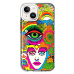 Apple iPhone 14 Plus Neon Rainbow Psychedelic Trippy Hippie DaydreamHybrid Protective Phone Case Cover