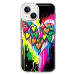 Apple iPhone 13 Colorful Rainbow Hearts Love Graffiti Painting Hybrid Protective Phone Case Cover