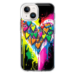 Apple iPhone 15 Plus Colorful Rainbow Hearts Love Graffiti Painting Hybrid Protective Phone Case Cover