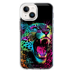 Apple iPhone 15 Plus Neon Rainbow Glow Colorful Leopard Hybrid Protective Phone Case Cover