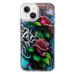 Apple iPhone 15 Plus Red Roses Graffiti Painting Art Hybrid Protective Phone Case Cover