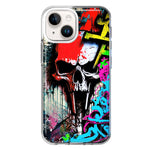 Apple iPhone 15 Skull Face Graffiti Painting Art Hybrid Protective Phone Case Cover