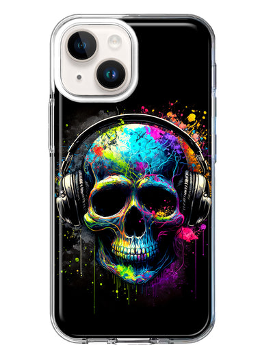 Apple iPhone 14 Plus Fantasy Skull Headphone Colorful Pop Art Hybrid Protective Phone Case Cover