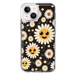 Apple iPhone 15 Plus Cute Smiley Face White Daisies Double Layer Phone Case Cover