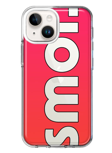 Apple iPhone 15 Plus Red Pink Clear Funny Text Quote Smol Hybrid Protective Phone Case Cover