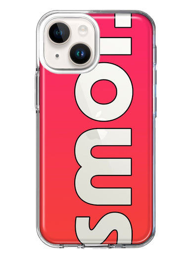 Apple iPhone 14 Plus Red Pink Clear Funny Text Quote Smol Hybrid Protective Phone Case Cover