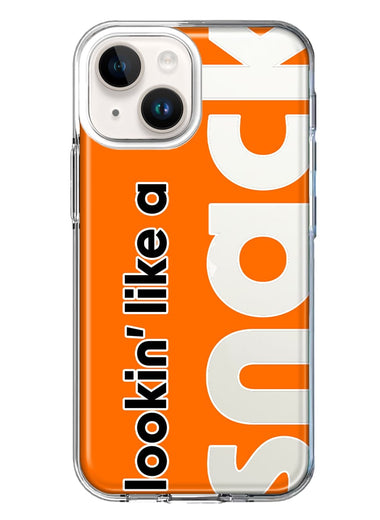 Apple iPhone 14 Plus Orange Clear Funny Text Quote Snack Hybrid Protective Phone Case Cover