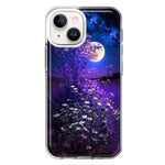 Apple iPhone 13 Spring Moon Night Lavender Flowers Floral Hybrid Protective Phone Case Cover