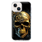 Apple iPhone 15 Plus Steampunk Skull Science Fiction Machinery Double Layer Phone Case Cover