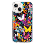 Apple iPhone 15 Psychedelic Trippy Butterflies Pop Art Hybrid Protective Phone Case Cover