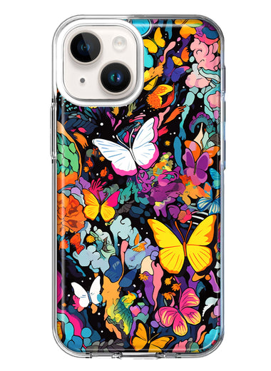Apple iPhone 14 Plus Psychedelic Trippy Butterflies Pop Art Hybrid Protective Phone Case Cover