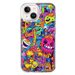 Apple iPhone 15 Psychedelic Trippy Happy Characters Pop Art Hybrid Protective Phone Case Cover