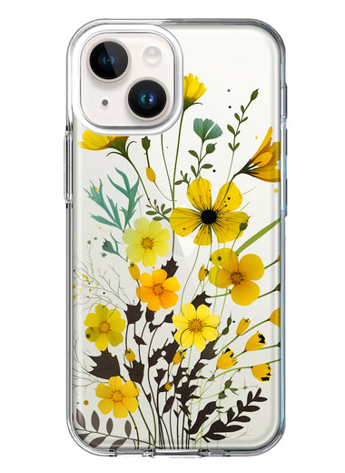 Apple iPhone 14 Yellow Summer Flowers Floral Hybrid Protective Phone Case Cover