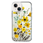 Apple iPhone 15 Plus Yellow Summer Flowers Floral Hybrid Protective Phone Case Cover