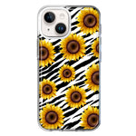 Apple iPhone 14 Plus White Zebra Sunflowers Polkadots Double Layer Phone Case Cover