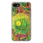 Apple iPhone SE 2nd 3rd Generation Love Softball Girls Glove Green Tie Dye Swirl Paint Hybrid Protective Phone Case Cover