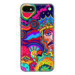 Apple iPhone 6/7/8/SE 2020/SE 3 2022 Neon Rainbow Psychedelic Indie Hippie Indie King Hybrid Protective Phone Case Cover