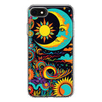 Apple iPhone 6/7/8/SE 2020/SE 3 2022 Neon Rainbow Psychedelic Indie Hippie Indie Moon Hybrid Protective Phone Case Cover
