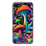 Apple iPhone 6/7/8/SE 2020/SE 3 2022 Neon Rainbow Psychedelic Indie Hippie Mushrooms Hybrid Protective Phone Case Cover