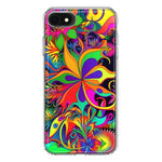 Apple iPhone 6/7/8/SE 2020/SE 3 2022 Neon Rainbow Psychedelic Hippie Wild Flowers Hybrid Protective Phone Case Cover