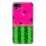 Apple iPhone SE 2nd 3rd Generation Summer Watermelon Sugar Vacation Tropical Fruit Pink Green Hybrid Protective Phone Case Cover