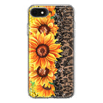 Apple iPhone SE 2nd 3rd Generation Yellow Summer Sunflowers Brown Leopard Honeycomb Hybrid Protective Phone Case Cover