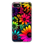 Apple iPhone 6/7/8/SE 2020/SE 3 2022 Neon Rainbow Glow Colorful Abstract Flowers Floral Hybrid Protective Phone Case Cover