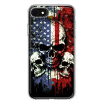 Apple iPhone 6/7/8/SE 2020/SE 3 2022 American USA Flag Skulls Blue Red Double Layer Phone Case Cover