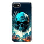 Apple iPhone 6/7/8/SE 2020/SE 3 2022 Blue Apocalypse Cyberpunk Skull Feather Double Layer Phone Case Cover