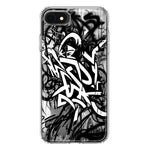 Apple iPhone SE 2nd 3rd Generation Black White Urban Graffiti Hybrid Protective Phone Case Cover