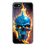 Apple iPhone 6/7/8/SE 2020/SE 3 2022 Blue Flaming Skull Burning Fire Double Layer Phone Case Cover