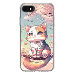 Apple iPhone SE 2nd 3rd Generation Kawaii Manga Pink Cherry Blossom Cute Cat Hybrid Protective Phone Case Cover