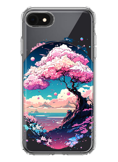 Apple iPhone 6/7/8/SE 2020/SE 3 2022 Kawaii Manga Pink Cherry Blossom Japanese Sky Floral Ocean Hybrid Protective Phone Case Cover