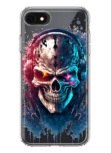 Apple iPhone 6/7/8/SE 2020/SE 3 2022 Cyberpunk Machine Headphones Skull Double Layer Phone Case Cover