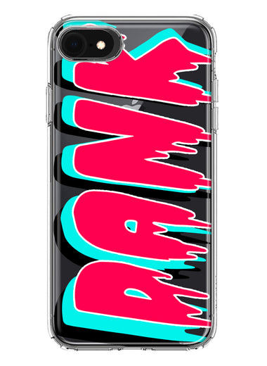 Apple iPhone SE 2nd 3rd Generation Teal Pink Clear Funny Text Quote Dank Hybrid Protective Phone Case Cover