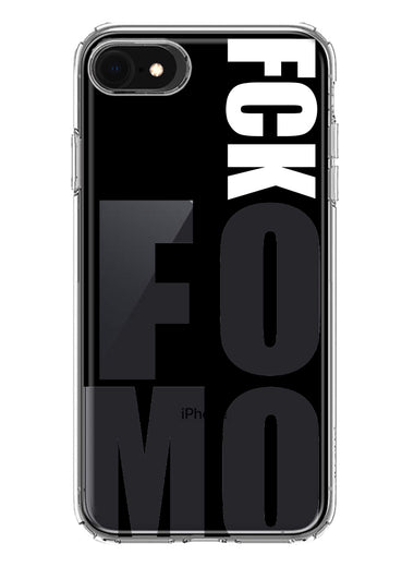 Apple iPhone SE 2nd 3rd Generation Black Clear Funny Text Quote Fckfomo Hybrid Protective Phone Case Cover