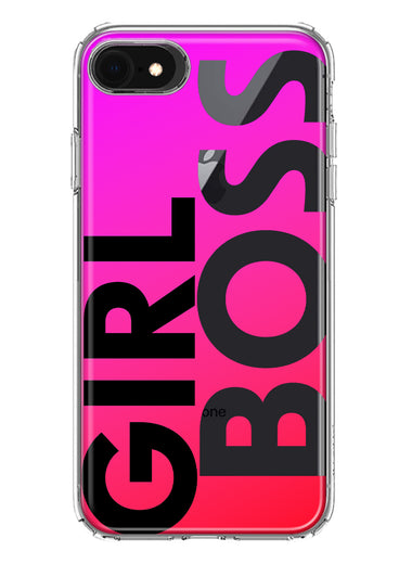 Apple iPhone SE 2nd 3rd Generation Pink Clear Funny Text Quote Girl Boss Hybrid Protective Phone Case Cover
