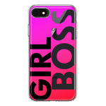 Apple iPhone SE 2nd 3rd Generation Pink Clear Funny Text Quote Girl Boss Hybrid Protective Phone Case Cover