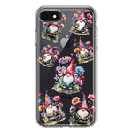 Apple iPhone 6/7/8/SE 2020/SE 3 2022 Cute Pink Purple Cosmos Flowers Gnomes Spring Floral Double Layer Phone Case Cover